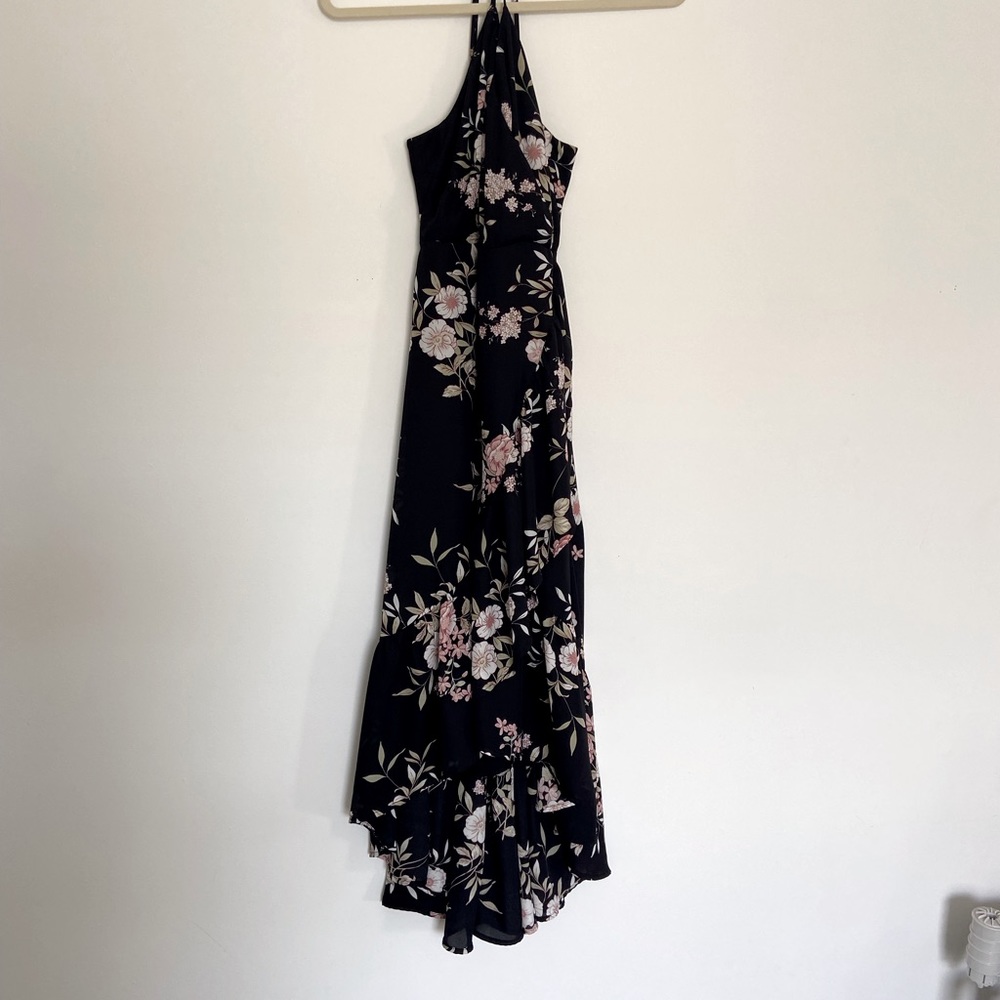 Lulu's Black Floral Halter Maxi Dress